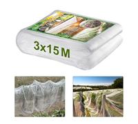 Gueenky Garden Netting Insect Netting, 3x15m Garden Insect Netting Fine Mesh Pest Protection for Vegetables Plants Fruits Flowers Crops Greenhouse