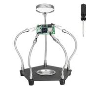Gueenky Third Hand Soldering, Soldering Aid Helping Hand with 3 x Magnifying Glass Board Holder for Soldering Four Arms Helping Hands Soldering Station Soldering Aid Third Hand for Soldering
