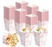 Gueevin 100 Pcs Floral Party Favors Popcorn Boxes with Scalloped Wildflower Goodie Bulk Popcorn Containers for Birthday Decoration for Movie Night Bridal Baby Shower Party Supplies