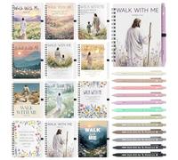 Gueevin 12 Pack Lds Mormon Notebook and Pen Gift Set, Lds 2026 Youth Theme Mormon Journal with Ballpoint Pen, Bishop Christian Faith Baptism Gifts for Church Women Men Office School(Walk with Me)