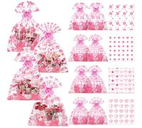 Gueevin 12 Sets Happy Mother's Day Empty Gift Baskets, 12 Cardboard Market Trays to Fill 12 Flowers Cellophane Bags 12 Pull Bows, DIY Gift Wrapping for Mother's Day Birthday Party