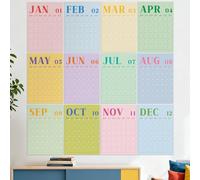 Gueevin 16 x 12 Inches Undated Large Monthly Wall Calendar Reusable Dry Erase Big Calendar for Wall Blank Planner 12 Month No Year Restriction Reserve Grid Planning Office Home(Vibrant Candy Color)