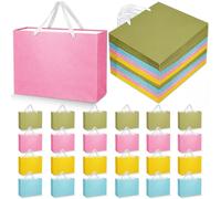 Gueevin 24 Pcs Extra Large Easter Gift Bags with Handle 16 x 12 x 6 Inch Jumbo Oversized Pastel Treat Candy Goodie Bags for Easter Hunting Gift Wrapping Holiday Party Favor Supplies