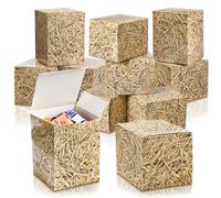 Gueevin 24 Pcs Hay Bales Treat Boxes Western Cowboy Small Trunk or Treat Gift Boxes Fake Hay Wild West Photo Booth Props for Western Cowboy Rustic Wedding Harvest Party Supplies, 4.7 x 3.54 Inches