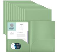 Gueevin 24 Pcs Plastic Folders with Pockets, Back to School Two Pocket Folder Fit Letter Size, Heavy Duty School Business Card Holder for Home Office, 11. 61 x 9. 45 Inches (Sage Green)