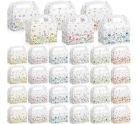 Gueevin 24 Pcs Wildflower Goodie Treat Boxes Flower Party Favor Gift Boxes Paper Floral Gable Box Spring Candy Goodies Bags for Wedding Bridal Baby Shower Birthday Tea Party Supplies