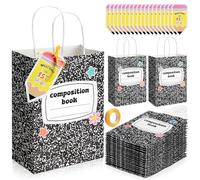 Gueevin 24 Sets Back to School Gift Bags Bulk Pencil Book Paper Bags with Handles Card Welcome Candy Treat Boxes for Students Kids Party Decor Teacher Appreciation Week(1st Grade Composition Book)