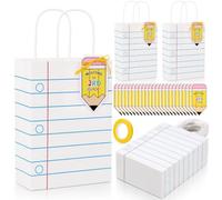 Gueevin 24 Sets Back to School Gift Bags Bulk Pencil Book Paper Bags with Handles Card Welcome Candy Treat Boxes for Students Kids Party Decor Teacher Appreciation Week(3rd Grade Notebook)