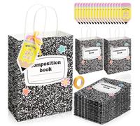 Gueevin 24 Sets Back to School Gift Bags Bulk Pencil Book Paper Bags with Handles Card Welcome Candy Treat Boxes for Students Kids Party Decor Teacher Appreciation Week(3rd Grade Composition Book)