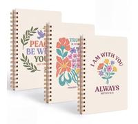 Gueevin 3 Pack Christian Spiral Notebook Journal 8.3" x 5.51" Christian Gifts for Women Bible Verse Hardcover Notebook, Inspirational Journaling for Daily Writing, Prayer & Church(Boho Floral)