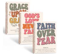 Gueevin 3 Pack Christian Spiral Notebook Journal 8.3" x 5.51" Christian Gifts for Women Bible Verse Hardcover Notebook, Inspirational Journaling for Daily Writing, Prayer & Church(Retro Groovy)