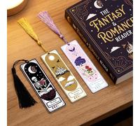 Gueevin 3 Pcs Cute Tarot Fantasy Metal Bookmarks Set with Tassels Dark Romance Fantasy Romantasy Bookish Gifts for Book Lovers Bookclub Women Men Friend Birthday Reading Tracker