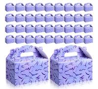 Gueevin 36 Pack Kpop Sparkling Treat Boxes with Handles Purple Energy Lightning Pattern Paper Goodie Candy Gift Gable Boxes for Korean Idol Disco Dance Birthday Party Favor Decorations