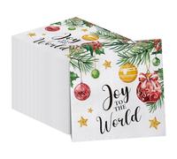 Gueevin 50 Pcs Christmas Disposable Paper Napkins Xmas Hanging Ball Pine Cone Pattern Guest Hand Towel Party Napkin for Wedding Holiday Xmas Bathroom Kitchen Lunch (13 x 13 Inch,Printing Style)