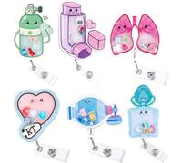 Gueevin 6 Pcs Respiratory Therapy Shaker Badge Reel Holder Clip | Respiratory Therapy Shaker Badge Reel, Therapist Pta Physiotherapy Gift, Funny Retractable Id Name Holder, Md Rn Nurse Office