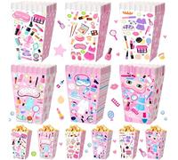Gueevin 60 Pcs Sleepover Popcorn Boxes Women Makeup Spa Storage Holder Party Container for Birthday Gift Wedding Pajama Slumber Sleep over Party Favors Supplies Decorations
