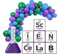Gueevin 68 Pcs Science Party Decorations Kit Science Fair Bulletin Board for Classroom Colorful Balloon Arch Garland Kit for Lab Week Scientist Choool Educational Theme Subject(Purple)