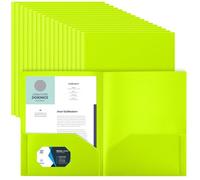 Gueevin 72 Pcs 2 Pocket Plastic Folders Bulk File Folder with 2 Pockets Letter Size Paper Heavy Duty Durable Portfolios Case for Office School Business 11.61 x 9.45 Inch(Fluorescent Green)