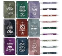 Gueevin 72 Pcs Christmas Christian Pens Notebook Gifts Bulk Inspirational Mini Bible Verse Notebooks Pocket Journals with Religious Pens Appreciation Gifts for Employee Clergy Pastor Teachers