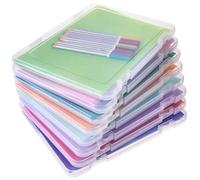 Gueevin A4 Clear File Portable Project Case Plastic Scrapbook Paper Storage Box with Handle Document Case Photo Storage Containers for Magazines Stamps Photos Art Craft,12.4 x 8.6 x 0.8 in(8 Pcs)