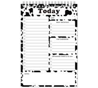 Gueevin Cow Print To Do List Notepad, Cute Daily Task Planner for Women, 50 Sheets Spiral Desk Notepad, Cows Desk Accessories Gift for Cow Lovers Office School