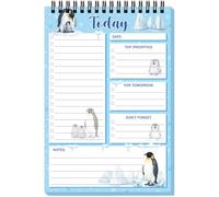 Gueevin Cute Penguin to Do List Notepad, Daily Task Organizer Pad with 50 Sheets, Desk Planning Pad for Work Home Office, Spiral Task List Notebook, Gift for Women Penguin Lovers