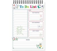 Gueevin Funny Mahjong Gifts for Mahjong Lovers - To Do List Notepad 8.7''x6'' 50 Sheets, Spiral Daily Planner & Score Keeper Pad, Gifts for Women Men Friends Coworkers