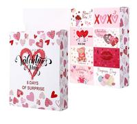 Gueevin Valentines 8 Days Advent Calendar Gift Box, 8 Days Countdown Gift Containers Fill It Yourself Packaging Box with Raffia Grass for Valentine's Day Anniversaries Weddings Party Favors