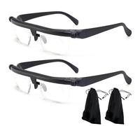 Guegine 2 Pcs Adjustable Focus Glasses,Vision Adjustable Glasses,Focus Reading Glasse for Unisex Reading and Distance Vision