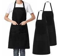 Guegine 2 Pcs Apron, Black Adjustable, Large Pocket Divider Design, Waterproof, Unisex, Home Kitchen, Restaurant, Bakery, Cafe