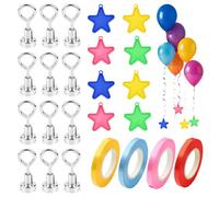 Guegine 20 PCS Balloon Weights,Star Helium Balloon Weight,Magnetism Ball-oon Holder,Ball-oon Weigh-ts and Ribbon with 4 Pcs Ribbons for Wedding and Birthday Parties
