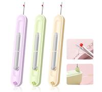 Guegine 3 PCS 2 in 1 Needle Threader Seam Ripper,Automatic Needle Threader and Seam Ripper,Portable Seam Ripper Tool with Needle Threader,Suitable for Sewing,Quilting and Crafting Project Accessories