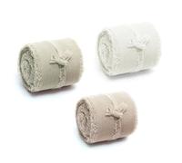 Guegine 3 Rolls Chiffon Ribbon, Cotton Ribbon with Frayed Edges, Beige, Green, Gray, 4cm x 5m, Wedding Bouquets, Gift Wrapping, DIY Crafts