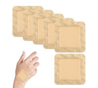 Guegine 6 Pcs Silicone Foam Dressing Adhesive Border Sili-Cone Foam Adhesive Dressing,Highly Absorbent and Waterproof Dressings Ad-hesive Waterproof Silicone Bandages (10 X 10 CM)