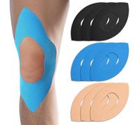 Guegine 9 PCS Kinesiology Tape Knee Kinesiology Tape Pre Cut Waterproof and Elastic Breathable and Comfortable to Keep the Knee Stable (Skin Color+Black+Sky Blue)