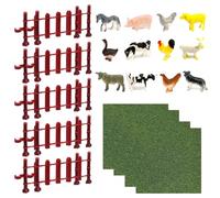 Guegine Animal Figures,26 Pcs Farm Animals Toys Sets for Kids,12 Mini Plastic Realistic Farm Animal Figurines with Artificial Grass Mat,Animals Toys Kid,Take Apart Fence for Toddlers Kids Boys Girls
