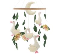 Gueiddi Goose Crib Mobile Gender Neutral, Handmade Felt Swan Baby Mobile for Bassinet, Boho Green Nature Nursery Decor, Newborn Baby Registry Shower Gift