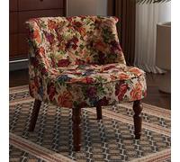 GUEIFD Floral Accent Chair with Solid Wood Legs, Upholstered Fabric Armless Chair Wingback Single Sofa Button Tufted Reading Seat for Living Room, Bedroom(62x64x70cm(24x25x27), E)