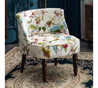GUEIFD Floral Accent Chair with Solid Wood Legs, Upholstered Fabric Armless Chair Wingback Single Sofa Button Tufted Reading Seat for Living Room, Bedroom(62x64x70cm(24x25x27), G)