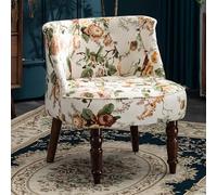 GUEIFD Floral Accent Chair with Solid Wood Legs, Upholstered Fabric Armless Chair Wingback Single Sofa Button Tufted Reading Seat for Living Room, Bedroom(62x64x70cm(24x25x27), H)