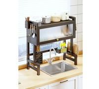 GUEIFD Over The Sink Dish Drying Rack for All Sinks, 3 Tier Large Capacity Dish Rack with Utensil Holder, Metal Above Sink Shelf Dish Drying Rack with Hooks for Kitchen Counter