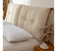 GUEIFD Thicken Bed Headboard Cover, Soft Headboard Backrest Cushion Positioning Support Back Support Reading Throw Pillows with Removable Cover for Bed Couch Support(90x60x10cm(35x24x4), Beige)