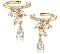 GUEMER Dainty Gold Ear Cuff Earrings 18K Gold Plated Non Pierced Tiny Ear Cuffs Simple Charm Clip Tiny Ear Cuffs Huggie Cubic Zirconia Cartilage Hypoallergenic Hoop Fake Earring for Women