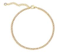 GUEMER Gold Ankle Bracelets for Women, 14K Gold Plated Anklets Adjustable Cuban Link Anklets Set Tiny Cute Summer Barefoot Jewelry Gift., 9", Metal, Cubic Zirconia