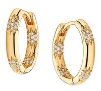 GUEMER Gold Chunky Huggie Hoop Earrings 18K Gold Plated Dainty Thick Hoop Tiny Ear Cuff Cute CZ Turquiose Mini Trendy Sleeper Minimalist Simple Delicate Wide Small Round Huggy Hoop Earrings Women Gold