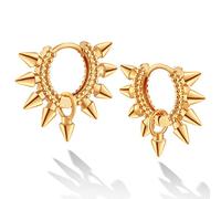 GUEMER Gold Huggie Hoop Earrings 18K Gold Plated Dainty Spike Awl Lightning Lock Star Ball Pearl Tassel Bead Heart Evil Eye Hoop Tiny Ear Cute CZ Turquiose Trendy Sleeper Huggy Hoop Earrings Women