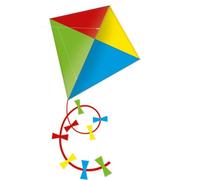 Günther Flugspiele 1164 Quadro Monofilament Kite Approx. 70 x 70 cm - Children's Kite Made of Sturdy Polyester with Handle and Rope, Outdoor Toy for Children from 6 Years