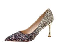 Gueploer Glitter High Heels for Women, 8.5Cm Stiletto Heel Pointed Gradient Wedding Pumps for Party, Banquet, Daily,A,3.5 UK