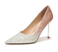 Gueploer High Heels for Women, 9.5Cm Stiletto Pointed Gradient Glitter Party Pumps for Wedding, Banquet, Daily,A,5 UK