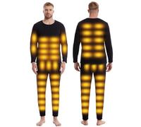 Gueploer Men's Heated Underwears, Electric Thermal Base Layer Shirt Pants 52 Zones Heating Long Johns Set for Hunting,Black,XL